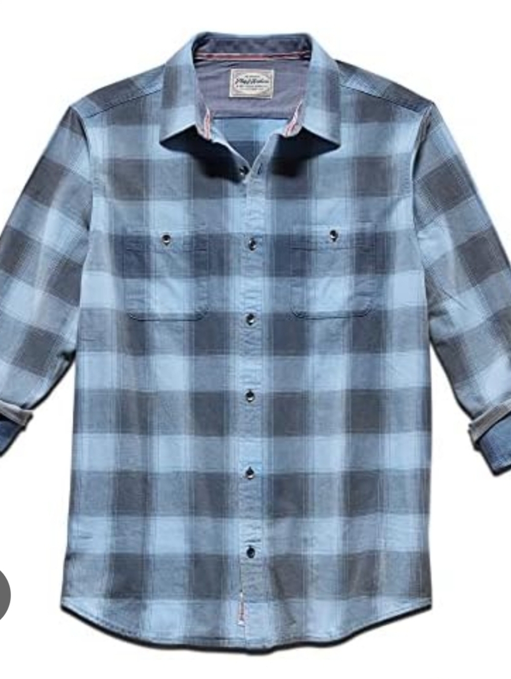 Flag & Anthem Desert Son Blue Plaid Long Sleeve Flannel Men's Large 100% Cotton.
